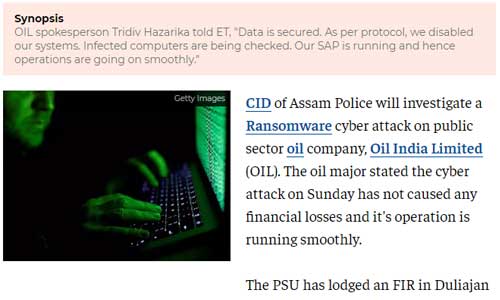 CID to probe cyber attack on Oil India Limited in Assam
